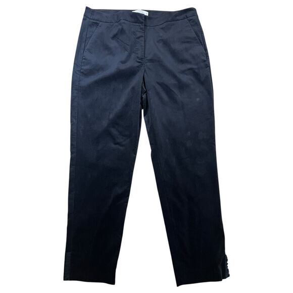 Talbots RSVP Dress Pants Velvet Velour Black Ankle Ruffle Hem Skinny Size 14 - Picture 1 of 8